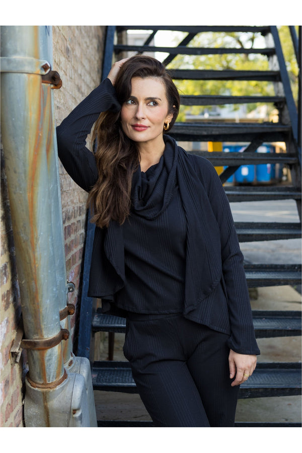 Black Geo Hip Cardigan