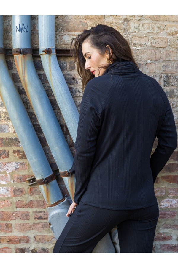 Black Geo Hip Cardigan