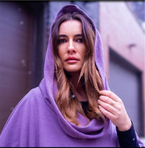 Purple Cotton Hoodie Ponch