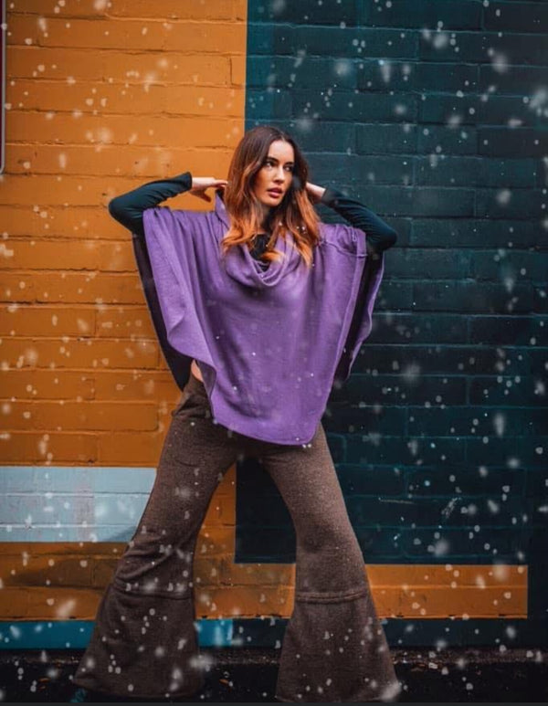 Purple Cotton Hoodie Ponch