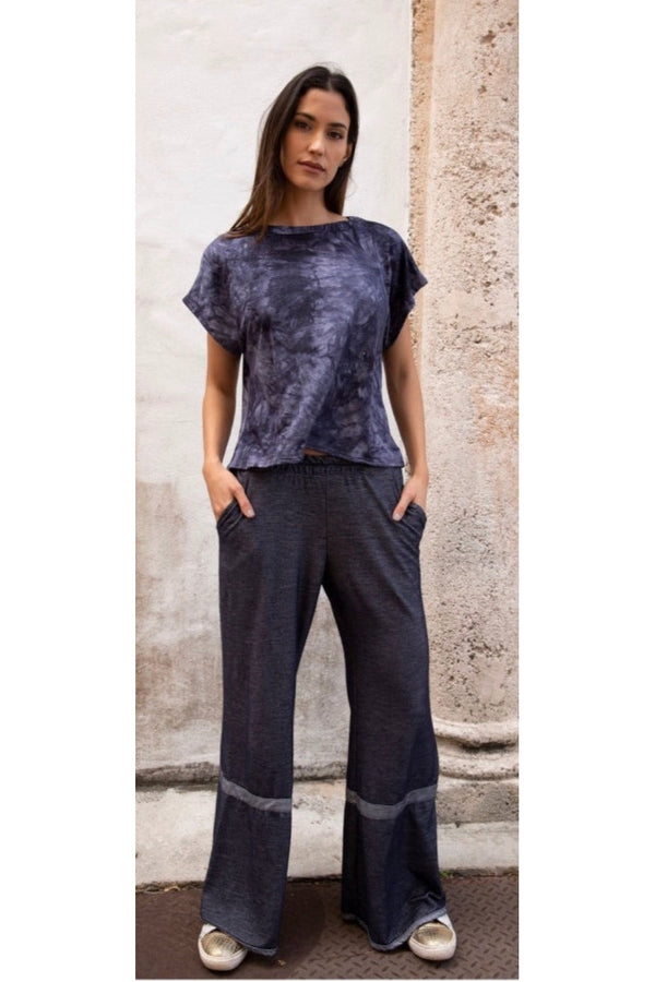 Striated Denim Power Pants