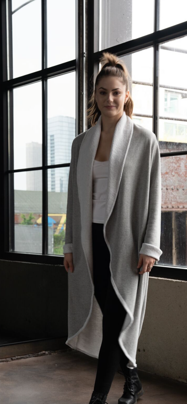 Gray Sweatshirt Cardigan