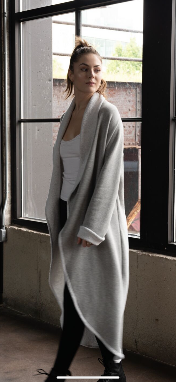 Gray Sweatshirt Cardigan