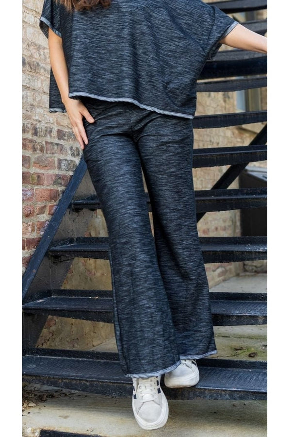 Striated Denim Bell Pants