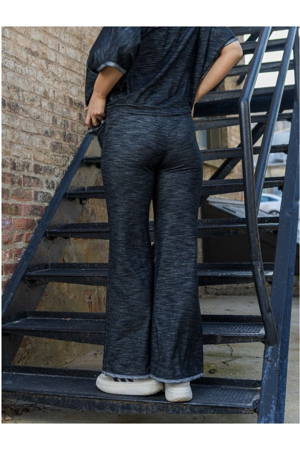 Striated Denim Bell Pants