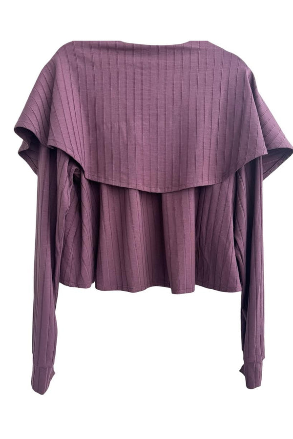 Plum Ribbon Zipper Crop