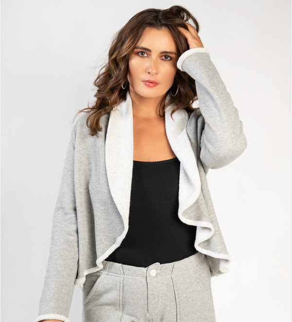 Gray Sweatshirt Hip Cardigan