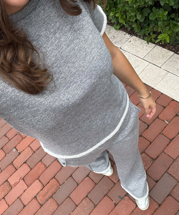Gray Sweatshirt Bell Pants
