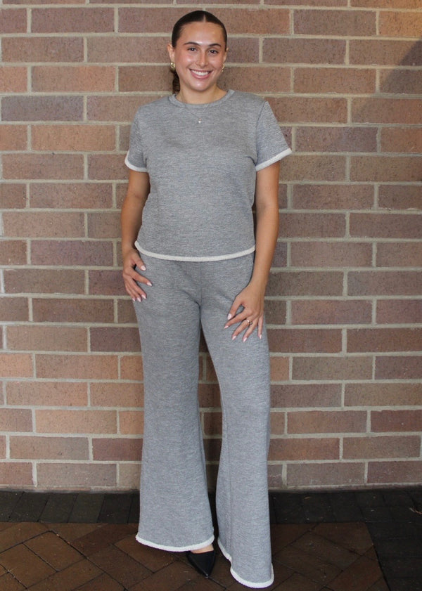 Gray Sweatshirt Bell Pants