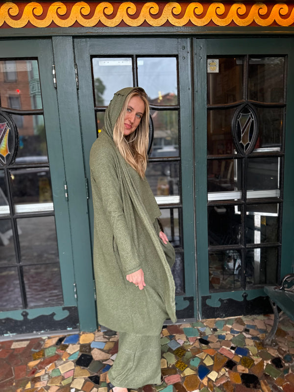 Earthy Olive Waffle Duster