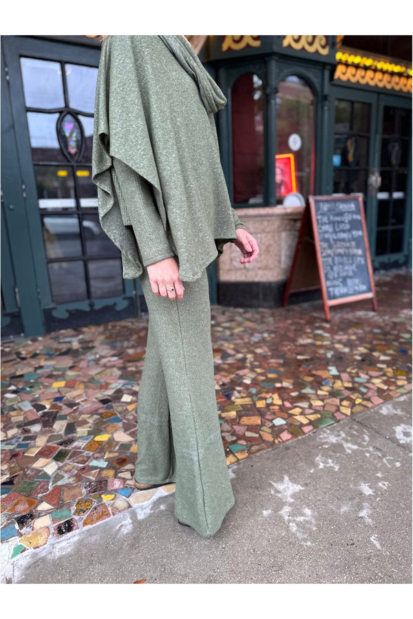 Earthy Olive Cotton Waffle Power Pants